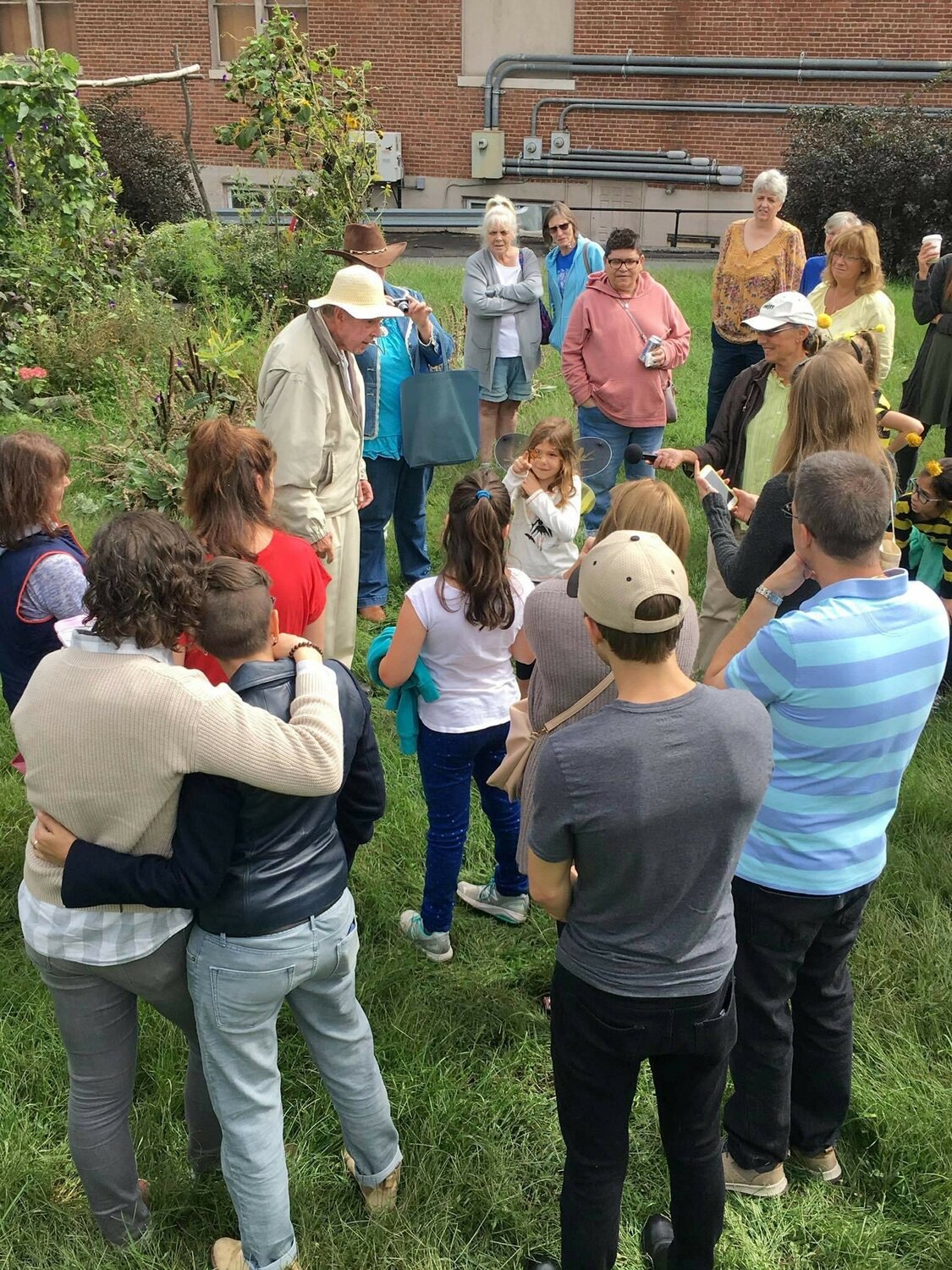 Ed Weseley, a local environmentalist, educates the public on pollinators in the Tusten Heritage Community Garden during the Narrowsburg Honeybee Festival.